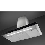 Smeg KBT9L4VN 90cm Chimney Hood, Stainless Steel with Black Glass Facia Auto