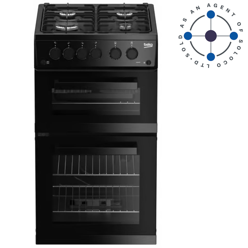 Beko KDG583K 50cm Freestanding Gas Twin Cavity Cooker - Black