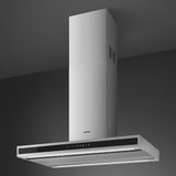 Smeg KLTI9L4X 90cm Island Hood in Stainless Steel and Black Glass with Auto Vent 2.0