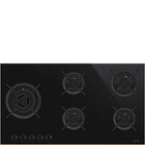 Smeg PV695LCNR 90cm Dolce Stil Novo Gas Hob, Black with Copper Trim