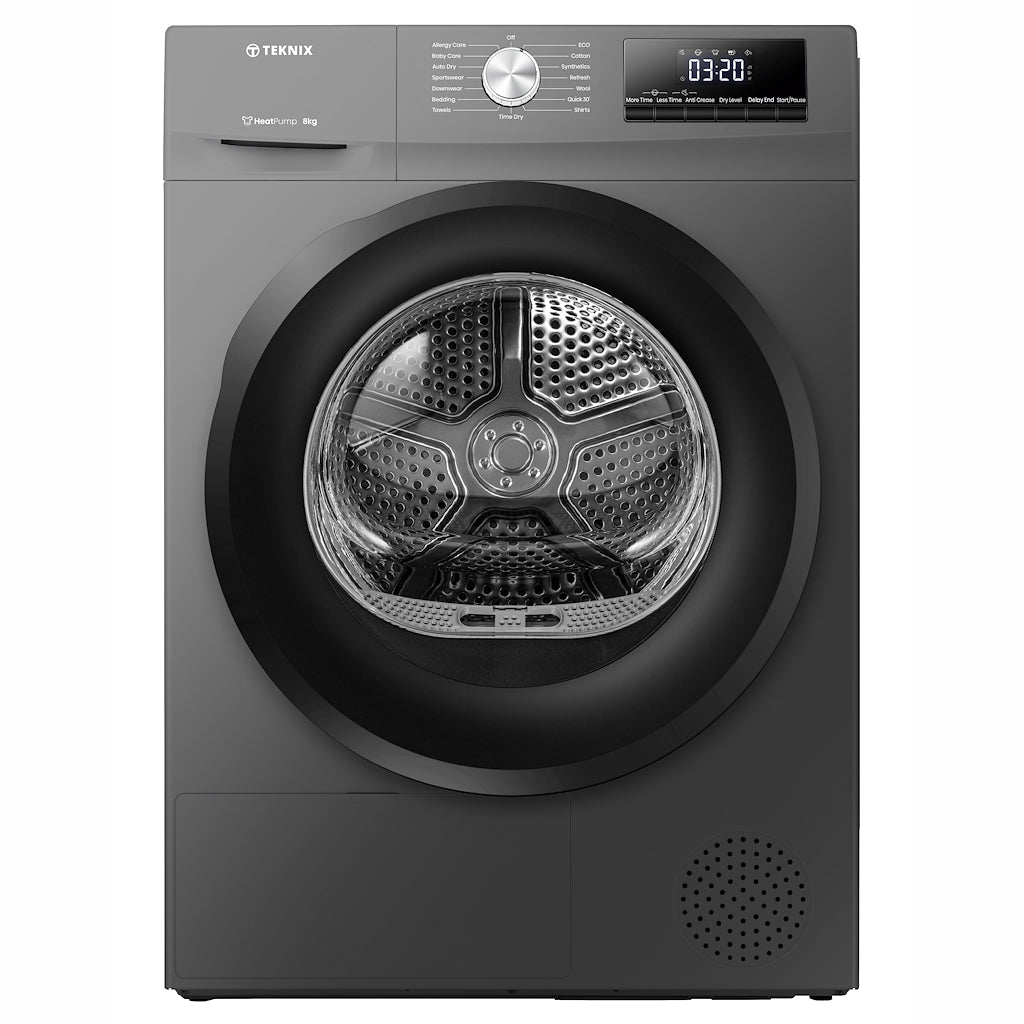 Teknix TKHP8HS 8kg Heat Pump Tumble Dryer - Titanium