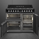Smeg TR103BL 100cm Victoria Dual Fuel Range Cooker, Black