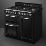 Smeg TR103BL 100cm Victoria Dual Fuel Range Cooker, Black