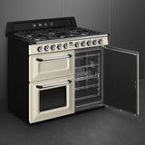 Smeg TR103P 100cm Victoria Dual Fuel Range Cooker, Cream