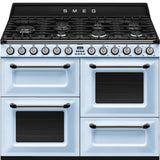 Smeg TR4110AZ 110cm Victoria Dual Fuel Range Cooker, Pastel Blue