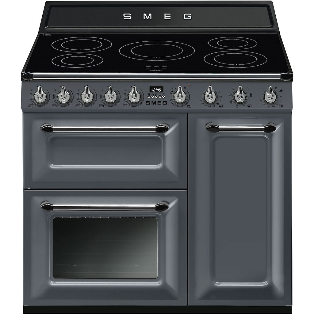 Smeg TR93IGR2 90cm Victoria Electric Range Cooker, Slate Grey