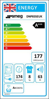 Smeg DNP83SEUK 60cm 8kg Heat Pump Condenser Tumble Dryer, White