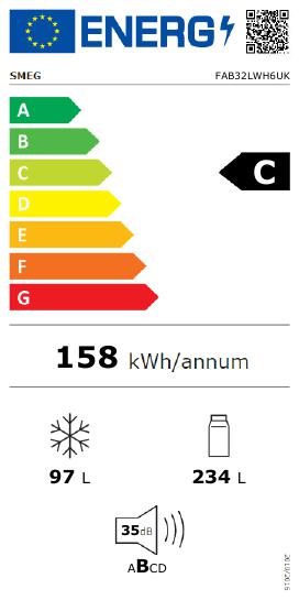 Smeg FAB32LWH6UK Retro Fridge Freezer Left Hand Hinge - White